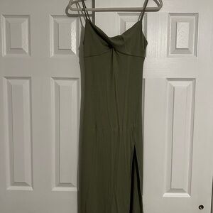 Aritzia Wilfred Olive Green Spaghetti Strap Dress